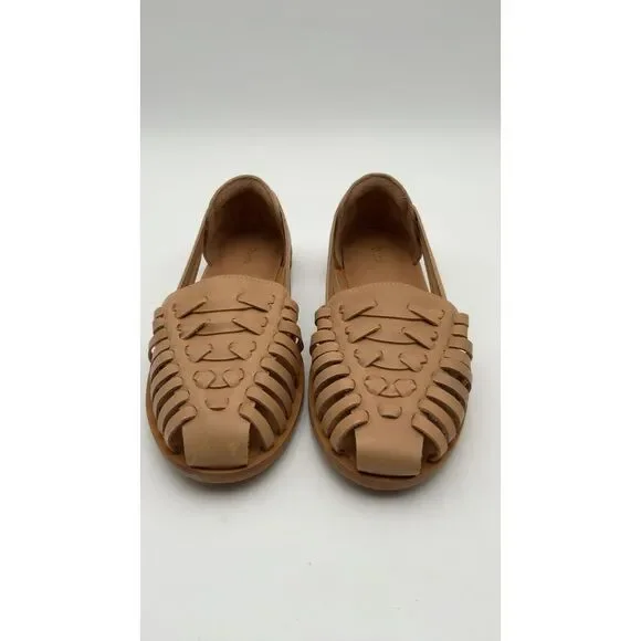 Quince Womens 100% Leather Huarache Flat Cashew Shoes 7 - Picture 1 of 2